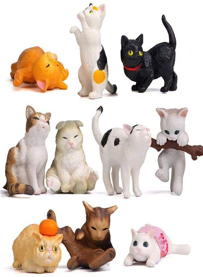 Lynkaye 10 pcs Realistic Cat Figurines Kitty Figures Set Mini Figure Collection Playset Kitten Easter Eggs Cake Topper Christmas Birthday Gift for Cat Keeper Lover - Image 1